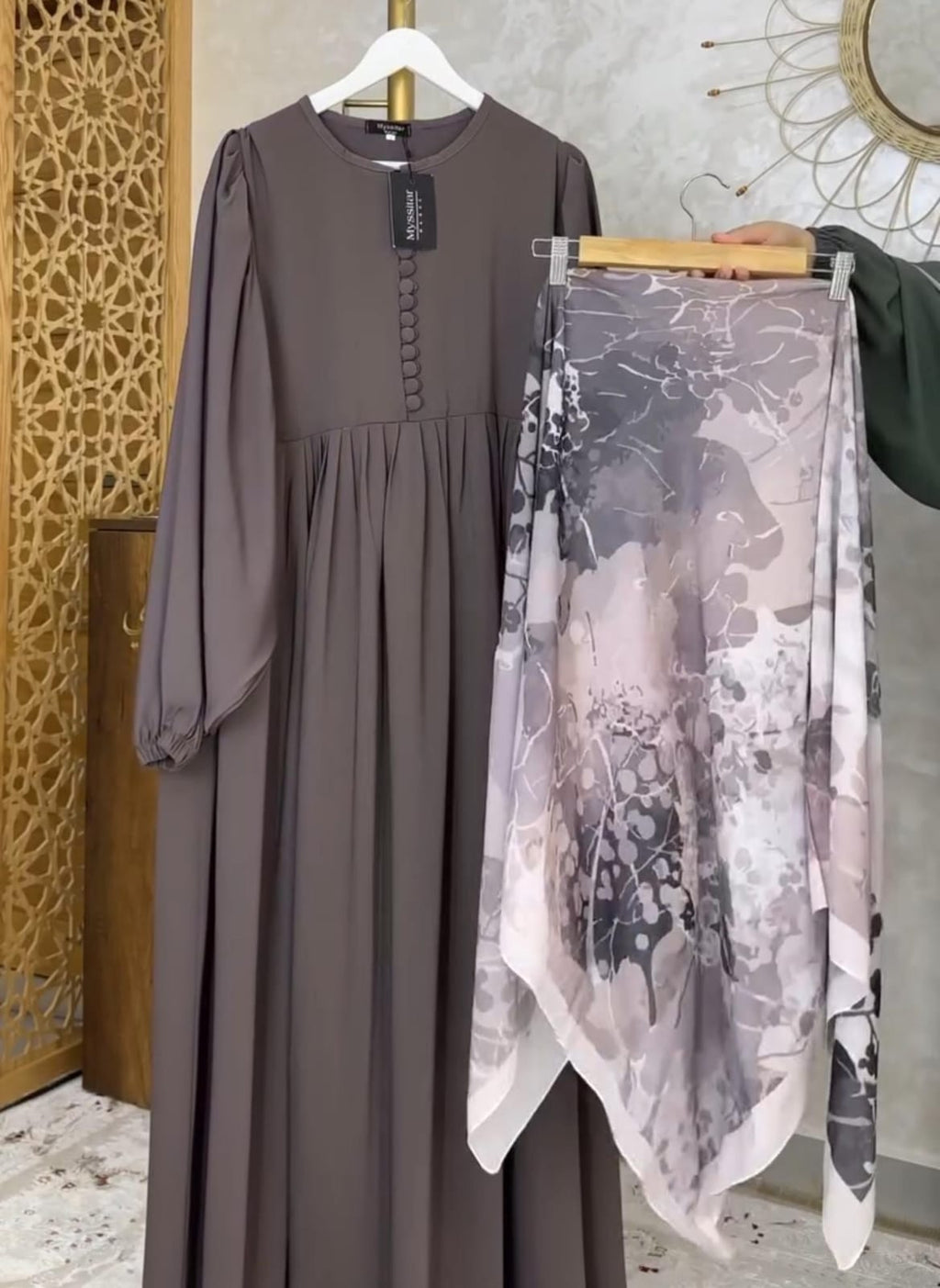 Women Trendy Abaya &amp; Scarf Set 🖤