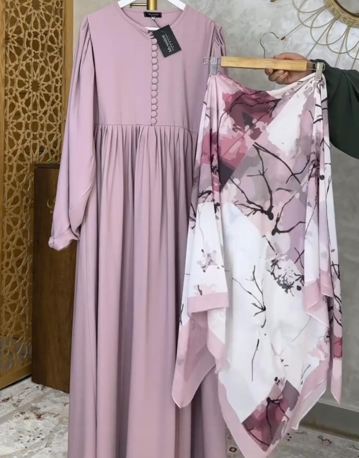 Women Trendy Abaya &amp; Scarf Set 🖤
