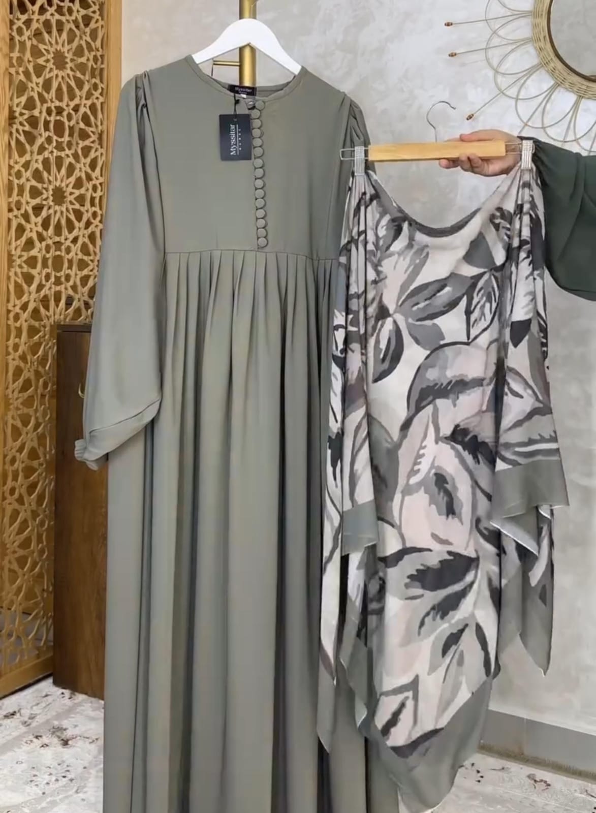 Women Trendy Abaya &amp; Scarf Set 🖤