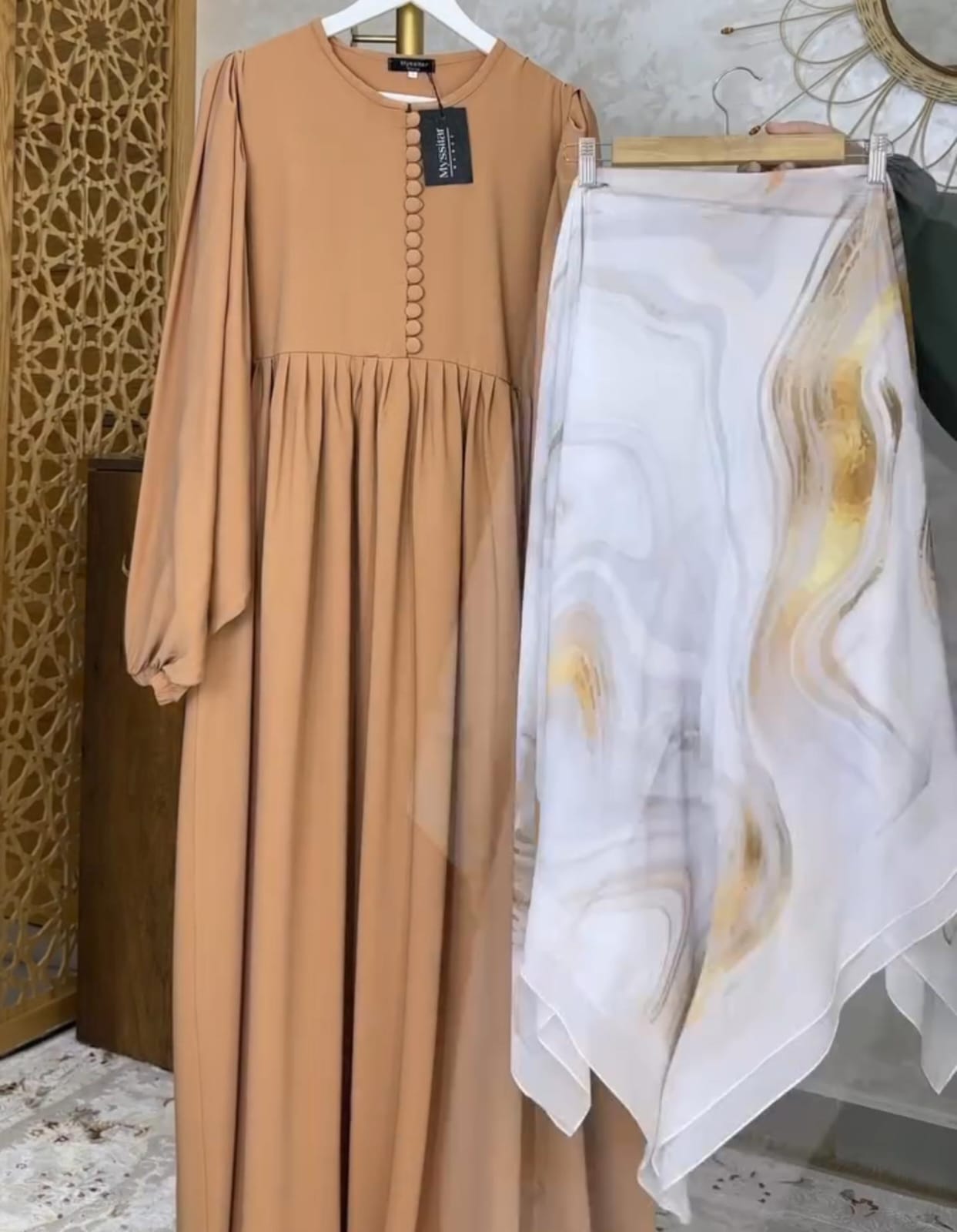 Women Trendy Abaya &amp; Scarf Set 🖤