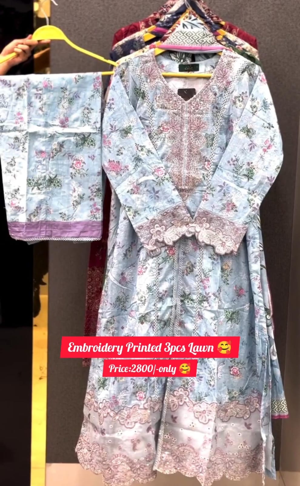 Printed Lawn Embroidered 3-Piece Suit