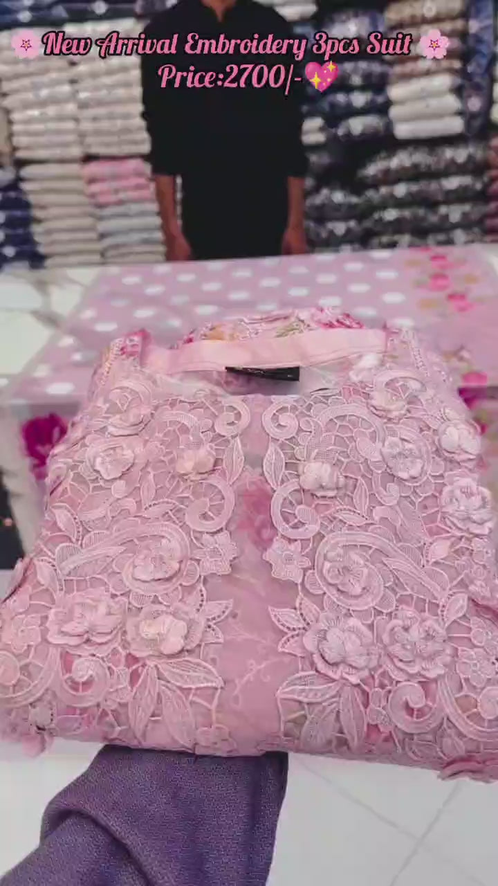 Premium Embroidered 3-Piece Suit for Women