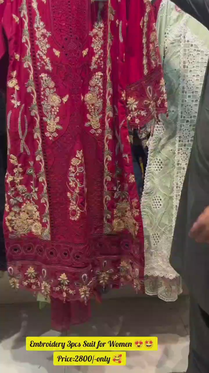 New Embroidered 3-Piece Suit for Women