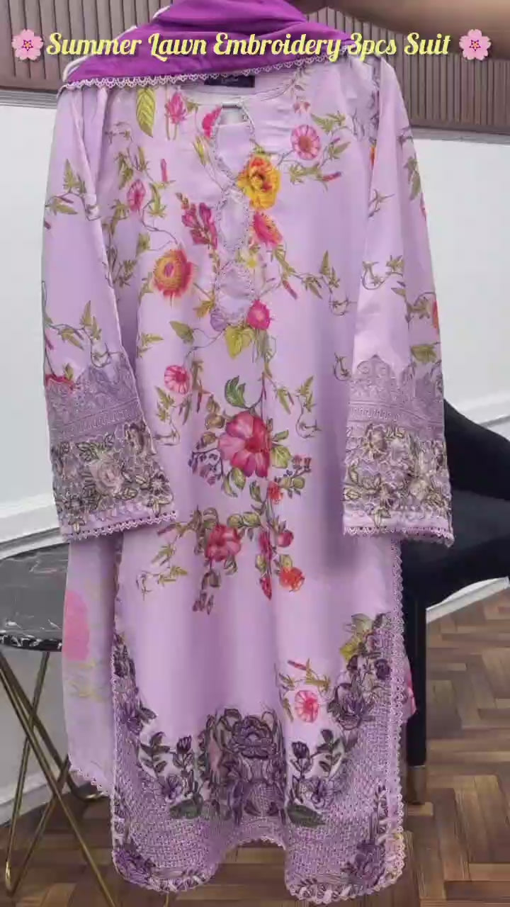 Summer Lawn Embroidery 3-Piece Suit 🌸